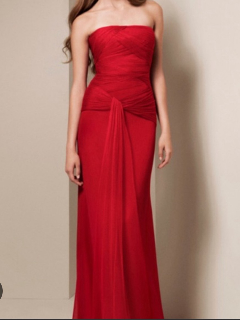 Vera Wang Strapless Scarlet Evening Gown